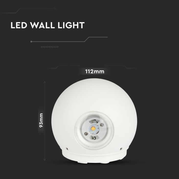Led Kúla á Vegg IP65 Hvítt Upp/Niður