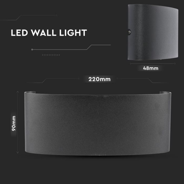 Led ljós á Vegg IP65 Svart Upp/Niður