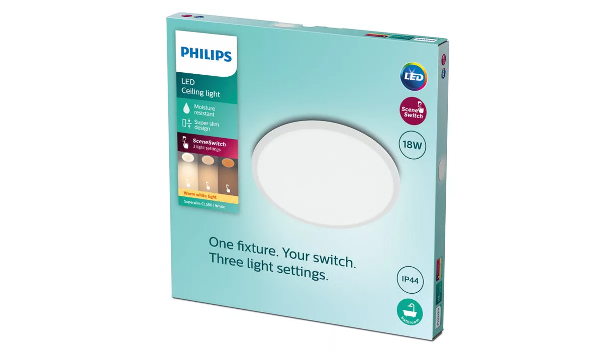 Philips superslim 18W CL550 IP44 hvítur