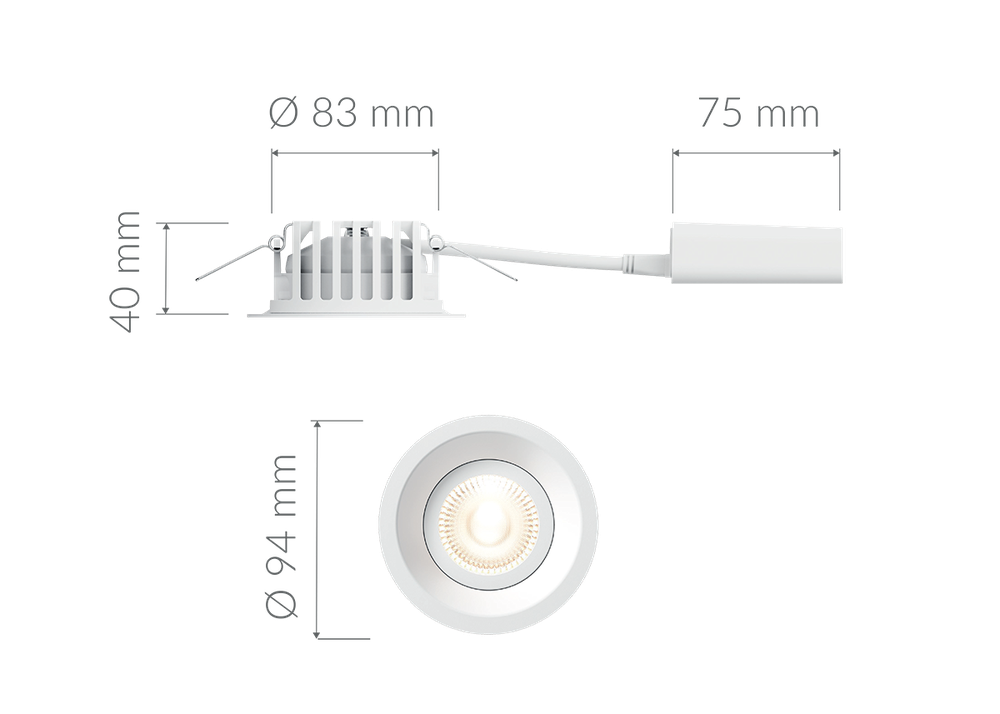 Plejd Innfelt LED Smartljós – Hvítt og Svart , Tunable White DWN-01