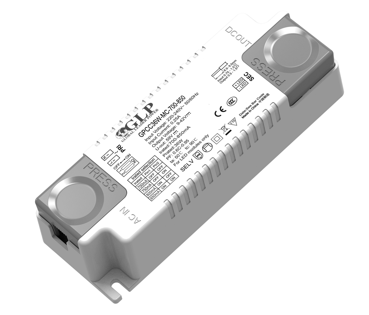 LEDspennir 9-42V DC 36W 700-850mA