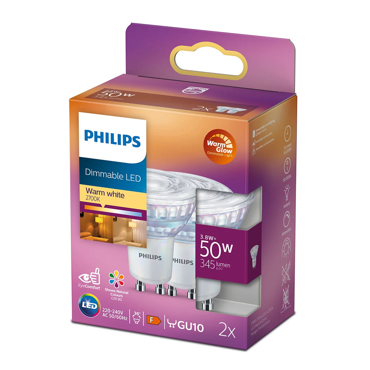 LEDpera GU10 50W Dimmanleg 2 í pk