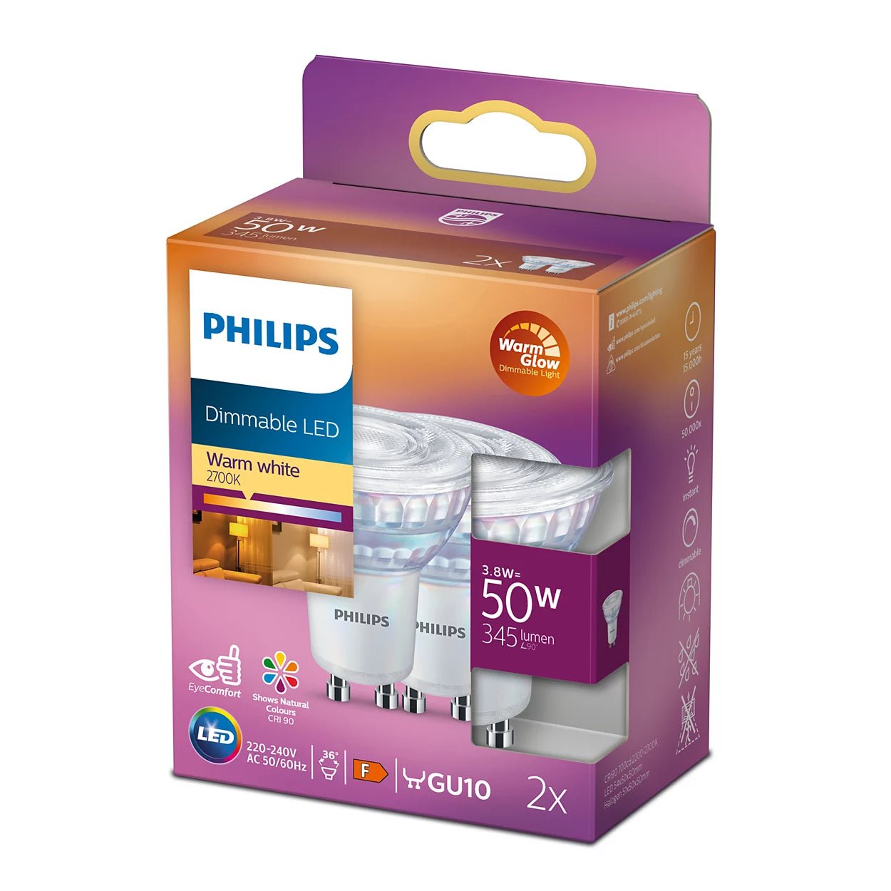 LEDpera GU10 50W Dimmanleg 2 í pk
